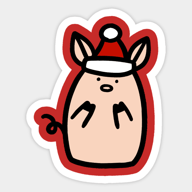 Santa Hat Piggy Sticker by saradaboru